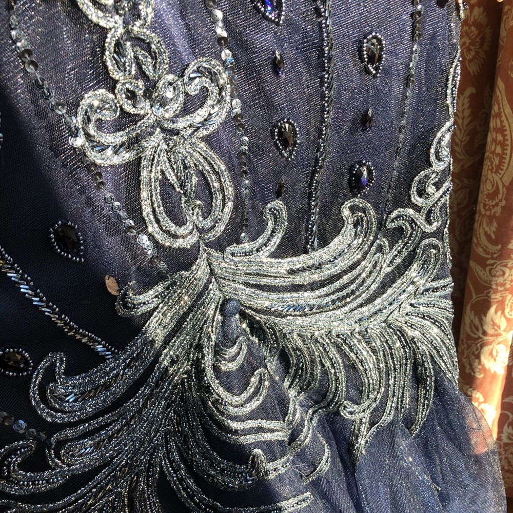 Feriani Couture navy beaded halter gown - Picture 3 of 12